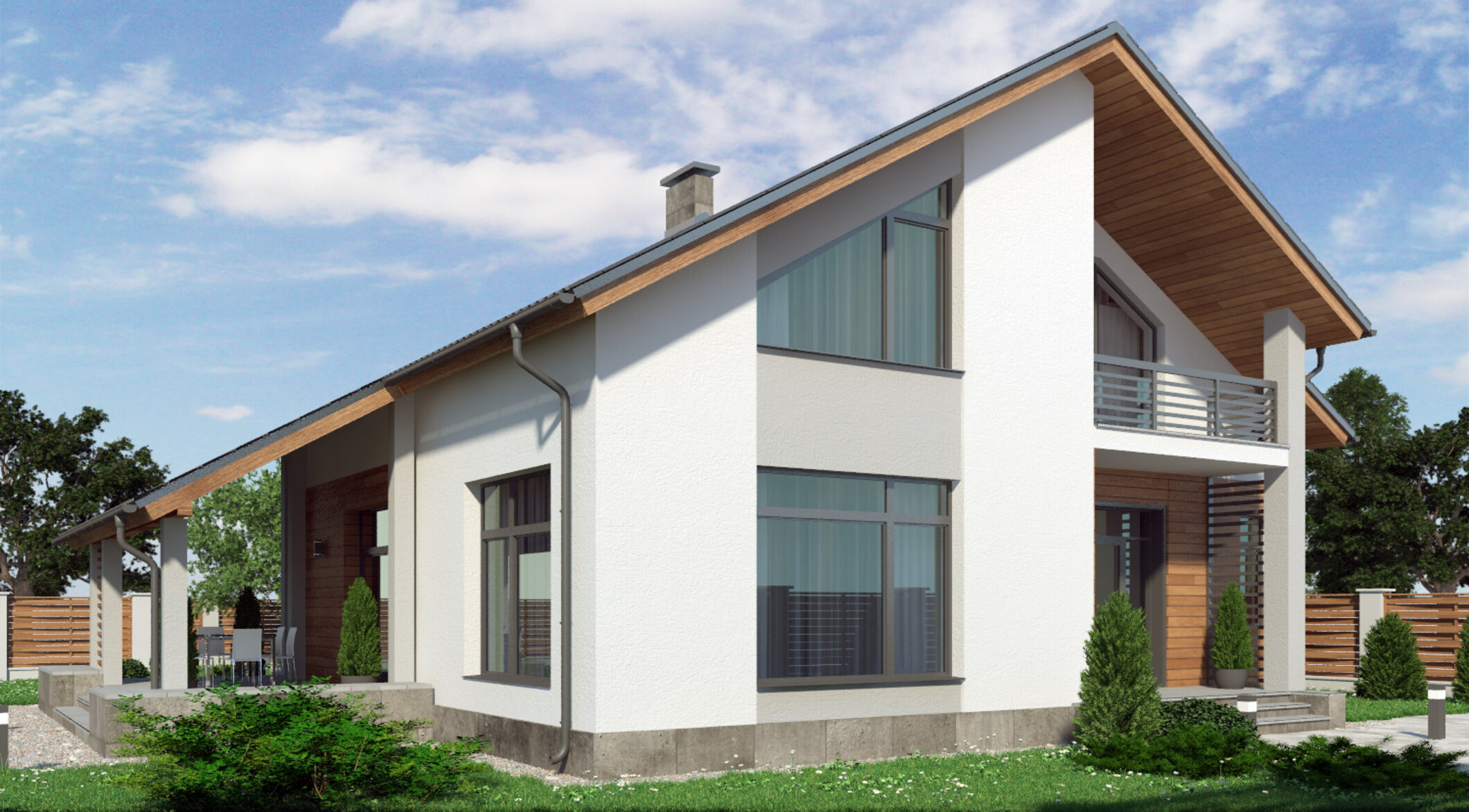 Загородный дом с мансардой Загородный дом с мансардой