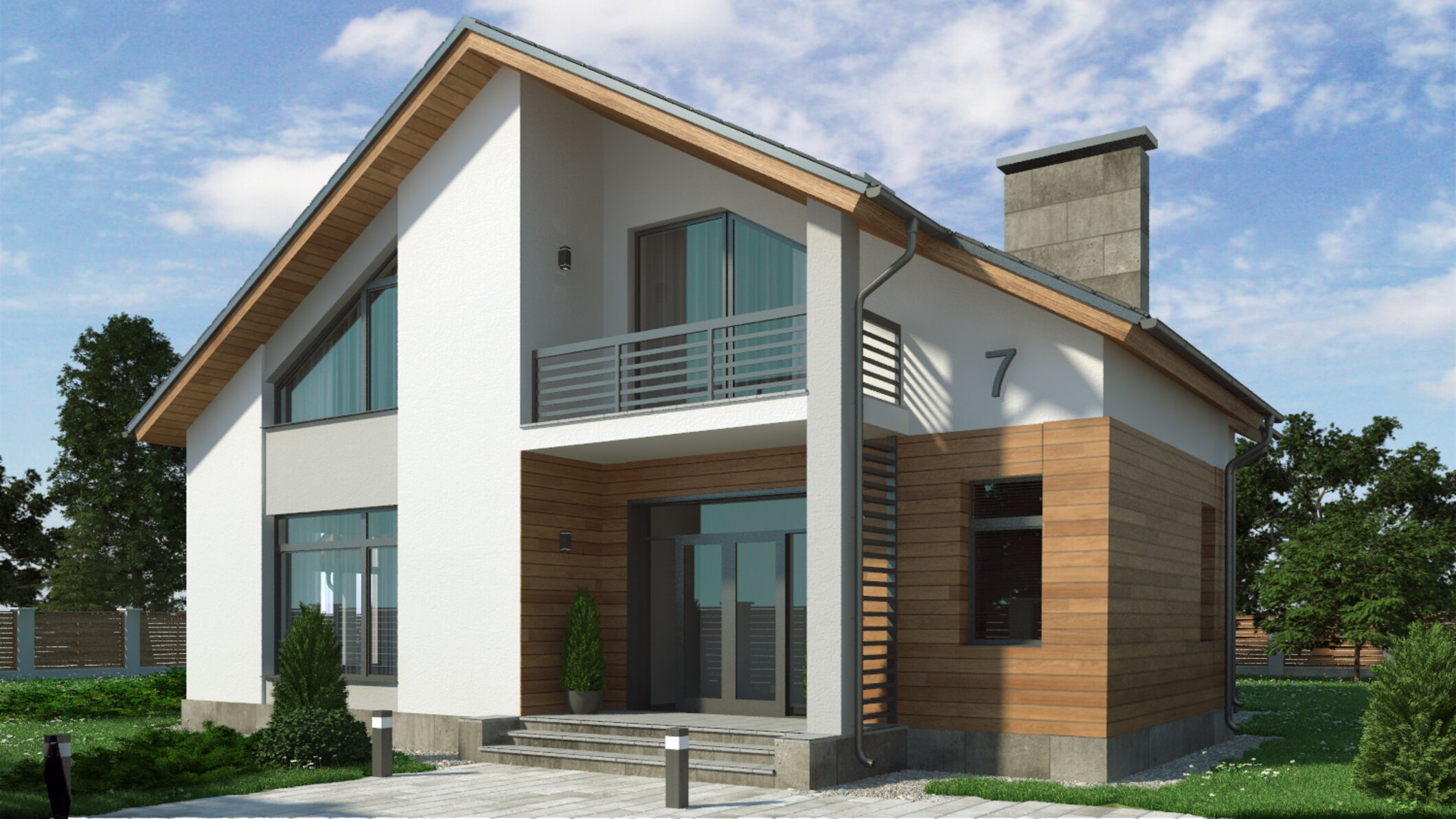 Дом с мансардой для семьи