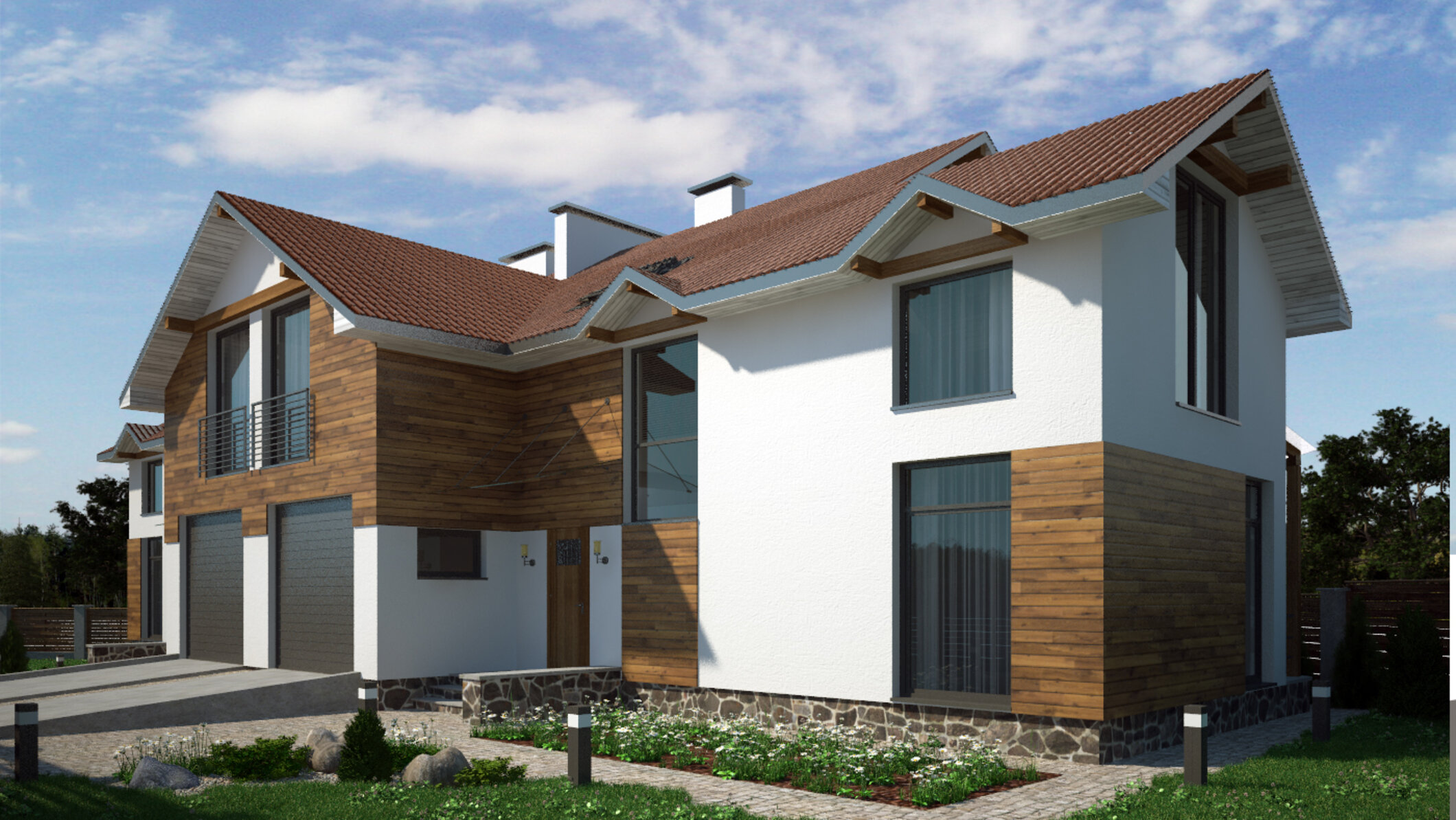 Двухэтажный дом на две семьи