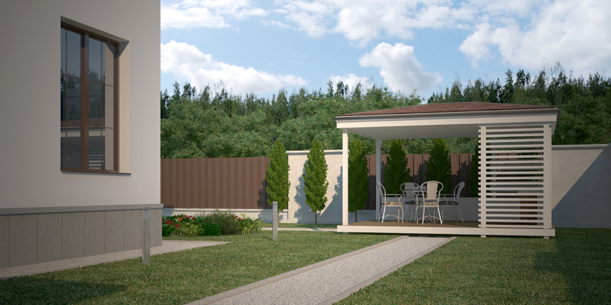 Дом с бассейном для семьи двухэтажный